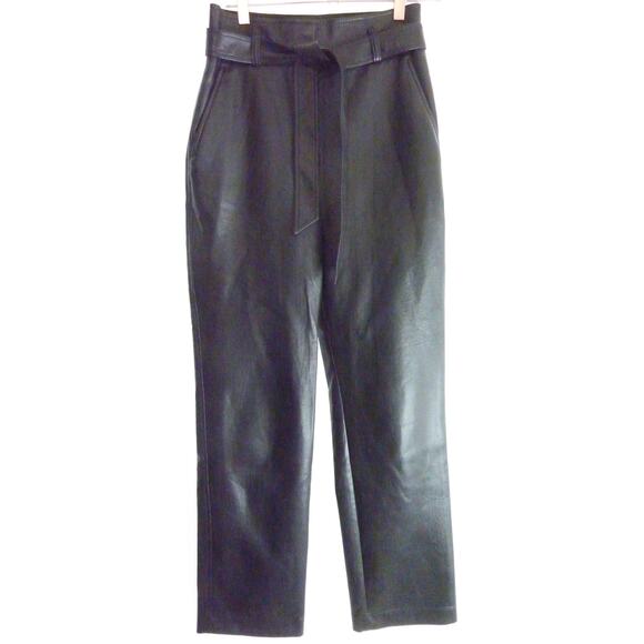 Babaton Aritzia Black Vegan Leather Pants size 4 - Picture 1 of 6